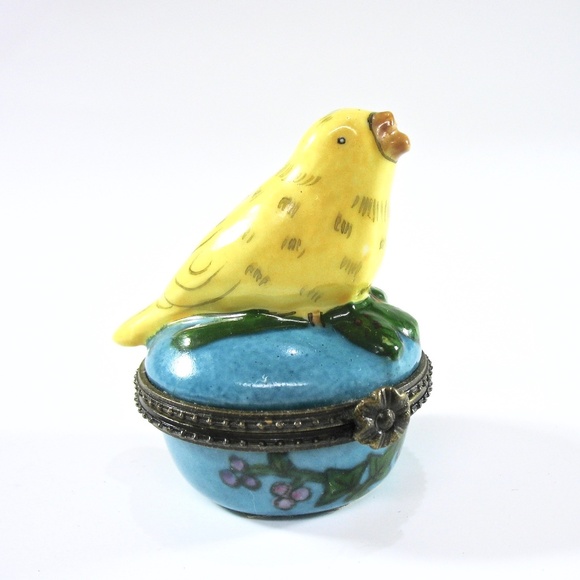 Vintage Enesco, Bird Ring Box, Figural, Ceramic, Yellow, Gift Idea, Collectible - Picture 2 of 10